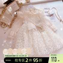 Girl Lace Butterfly Knot Dress 2022 Spring Dress New CUHK Child Han Edition Fashion Trends Princess Dress