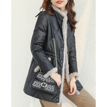 Haining leather down jacket leather jacket women long 2021 Winter wear new sheep leather mink fur coat tide