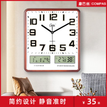 Kangba Si living room wall clock Bedroom electronic clock Creative mute personality fashion calendar clock Quartz clock Home
