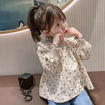 French Jacadi girl 2021 spring summer new child crummy shirt long sleeve foreign air female baby pure cotton lining
