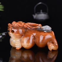  Handle pieces Natural Yunnan Huanglong Jade Overlord Pixiu Handle pieces Ornaments Lucky carry-on toys Jade