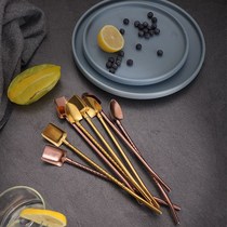 Stainless steel watermelon spoon with straw spoon for creative coffee mixing environmental straw spoon in one use