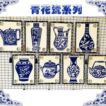 Chinese national wind Huanchuang traditional culture Blue and white porcelain creative charm Retro kindergarten primary school classroom corridor wood
