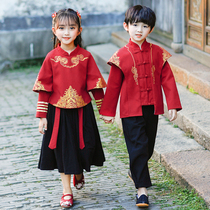 Childrens dress flower girl wedding girl Chinese style boys and girls Hanfu suit spring model catwalk costume