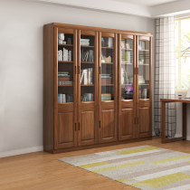 South China furniture Free combined solid wood bookcase with door 23 door assembled bookcase bookcase bookcase cabinets locker cabinets