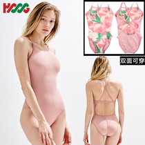 HOOG triangle one-piece swimsuit female sexy thin professional competition competitive swimsuit double-sided wear