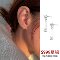 999 sterling silver earrings for women with pierced ears to sleep without picking diamonds post-hanging earrings high-end zircon silver earrings