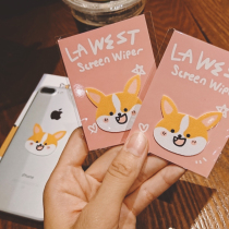LA WEST phone screen clean wipe mirror cloth cute kitty pooch computer lens cleaning stickers rub screen cloth