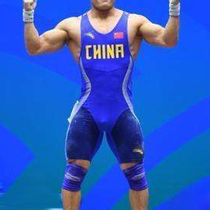 Chinese team 2017-2018 version of Lu Xiaojun competition with the same one-piece weightlifting wrestling suit one-piece tights