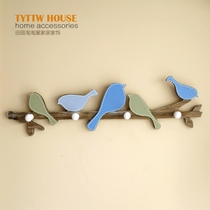 American country zakka adhesive hook green bird original wooden wall hanger room hanging porch wall hanging