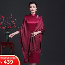 Cheongsam outside with shawl fashion tassel temperament warm wedding banquet mother decorative shawl lengthy acetic acid satin shawl