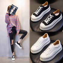 ITSK white shoes womens 2021 summer new leather fashion leisure sports muffin thick-soled height-increasing womens shoes board shoes