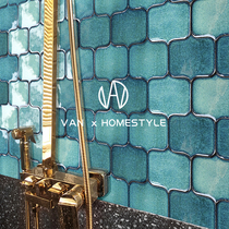 Fan Nei dark green retro handmade brick Net red restaurant bar Kitchen bathroom tile Bathroom toilet wall brick