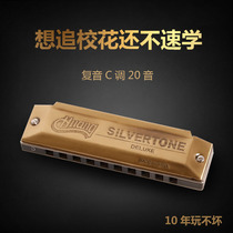Yellow card harmonica 10-hole polyphonic beginner adult children student practice harmonica playing introductory C- tune instrument