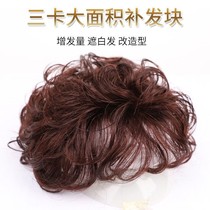 Middle-aged and elderly mothers wigs female headgear real-life hair silk white hair short curl hair patch realistic cover no trace on the top of the head