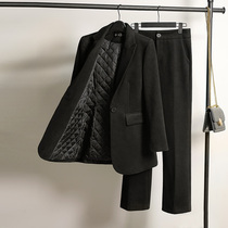 Winter cotton suit jacket women Autumn Winter plus cotton padded casual woolen dress suit professional suit overalls