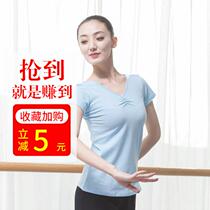 Dance practice clothes female adult clothes long sleeve body training clothes classical modern folk dance clothing v collar short sleeves