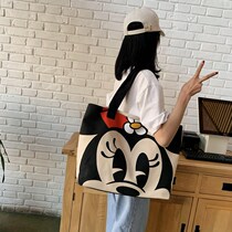 Large capacity bag female 2021 popular minimalist canvas bag shoulder Hand bag Student Travel print tote bag