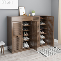 Nanzhu shoe cabinet home door shoe shelf multi-layer economic balcony large capacity solid wood porch shoe cabinet dustproof
