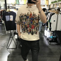 2021 summer new character graffiti Polo shirt mens fashion brand loose cotton ins lapel short-sleeved T-shirt trend