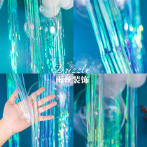 Balloon decorations props rain curtain wedding room wedding birthday stage arrangement Silver Rain strip photo background wall