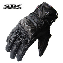 New import SBK gloves motorcycle anti-fall thermal locomotive riding gloves winter carbon fiber genuine leather gloves male