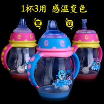 Baby bottle plastic anti-drop silicone 1-2 years old 3-6 Children Baby wide caliber drinking water bottle suck tube Cup