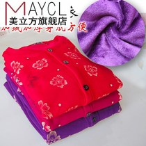 Medium-aged warm thickened womens cashmere cardiff with long sleeves pocket outside wearing open flap warm and round collar blouses warm clothes