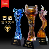 Trophy glass crystal high-grade custom company Enterprise company School trophy custom annual meeting award commemorative gift