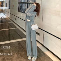 Net Red 2022 New Casual Suit Women Spring Summer Fashion Foreign Air Minus-Age Fried Street Sports Wind Broadlegged Pants Three Sets