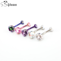 shinmaG23 pure titanium titanium alloy round 5A zircon belly button ring belly button ring European and American fashion puncture jewelry