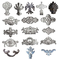 Iron door top flower bottom plate flower frame inner flower iron door accessories iron sheet stamping flower leaves imitation aluminum door decoration pattern