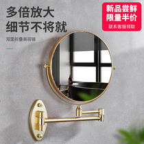 Bathroom makeup mirror Beauty mirror hole-free wall-mounted hotel double-sided with lamp magnifying glass telescopic folding toilet