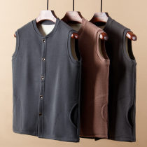 Winter old mens jersey waistcoat waistcoat Daddy waistcoat with elderly vest warm clothes with velvety thickened inner wearing kampagne