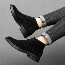 Autumn plus size Martin boots male high gang 45 trend English style 46 leisure medium real leather shoes 47 black short boots