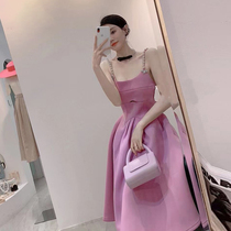 Dress Womens Summer Thin 2021 New French Waist Ladies and Womens Temperament Purple Fairy Skirt Princess Dress