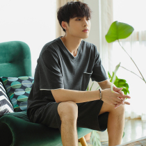 Mens Pajamas Cotton Summer Thin Short Sleeves Shorts Boys Pajamas Mens 2021 Loose Fat Lounge Suit
