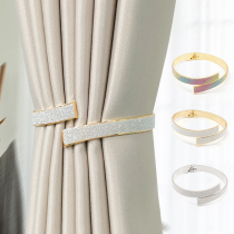 Curtain tie decoration light luxury high-grade alloy spring curtain clip non-perforated adhesive hook creative storage buckle tie strap