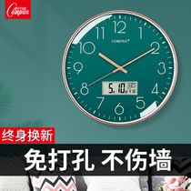 Kangba silk wall clock Living room clock Nordic creative modern simple hanging watch clock wall hanging fashion Quartz clock Home