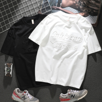 230 gr heavy steel print pure color 2022 half sleeve head letter loose big code pure cotton compassionate T-shirt man short sleeve