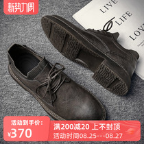 Autumn retro Martin boots mens low-top casual leather shoes mens leather outdoor waterproof inner height-increasing shoes mens British style