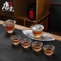 Tang porcelain Yaxuan pure hand-made ice Xuan Tea set set household glass teacup Bowl Gong Cup kung fu tea gift box