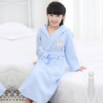 Childrens gauze bathrobe female spring and autumn thick cotton cotton cotton water absorption does not lose hair swimming boy baby bathrobe