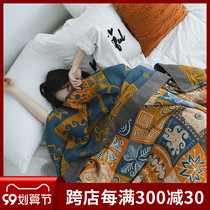 Cotton gauze towel quilt 5 layers cotton single double cotton blanket washable towel blanket sheets sofa towel