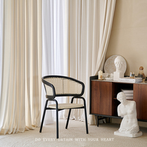New French light luxury Wabby style cream white curtain dressing room living room bedroom blackout velvet curtain