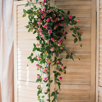 Culvert Emulation Rose Decoration Flowers Vines Fake Flowers Vines Plastic Vines Winding Wall-mounted Ceiling Rattan Chair Wedding Rosary