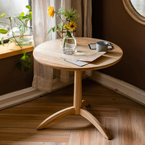 Culvert White Wax Wood Solid Wood Round Table Coffee Table Dining Table Nordic Living Room Sofa Edge A Few Corners A Few Balcony Round Tea Table