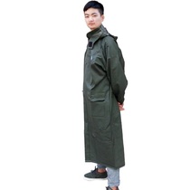 Jiang Taigong canvas long windbreaker raincoat mens and womens long cap thick single waterproof outdoor poncho