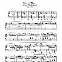 Chopin F major brilliant Big Waltz kitten Waltz op34 no3 piano score with fingering pedal