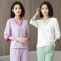 Summer beauty salon beautician work clothes womens suit Confinement center Yuesao health hall Foot bath technician tooling summer